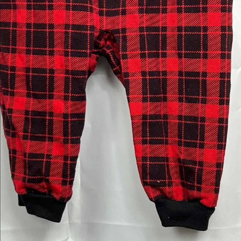Ralph Lauren red and black plaid long sleeve knit jumpsuit size 12 months